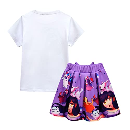 Fashion 3D Printing Game Character Short -Sleeved Shirt Dress 3 PCS Set4