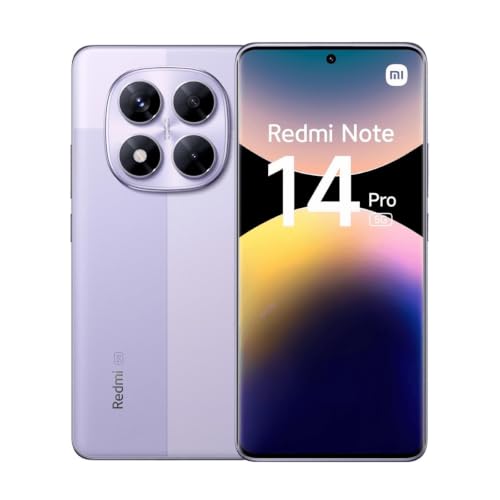 XIAOMI Redmi Note 14 Pro 5G - Smartphone de 8+256GB, Pantalla de 6.67" AMOLED FHD+ 120Hz, MediaTek Dimensity 7300-Ultra, cámara de 200MP, TurboCharge 45W, Cargador no Incluido, Morado (Versión ES)