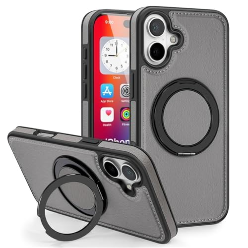 Coque cuir haut de gamme pour iPhone 16 Plus à anneau aimanté
