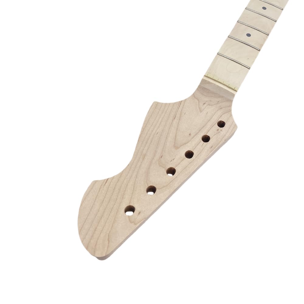 Duża głowa, gryf gitarowy, 22 progi, 648 mm, klon, elektryczne, basowe, szyjki w kropki, normalna nakrętka, śruba na pięcie, bez wiązania, regulowana na koniku.