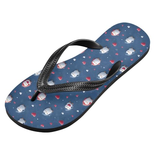 Flip Flop Sandals Heart Penguin Print for Women Men Beach Outdoor XS2