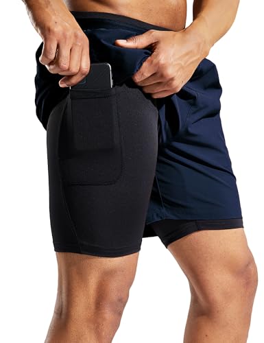 Short de course 2 en 1 homme athlétique léger respirant avec poches MIER