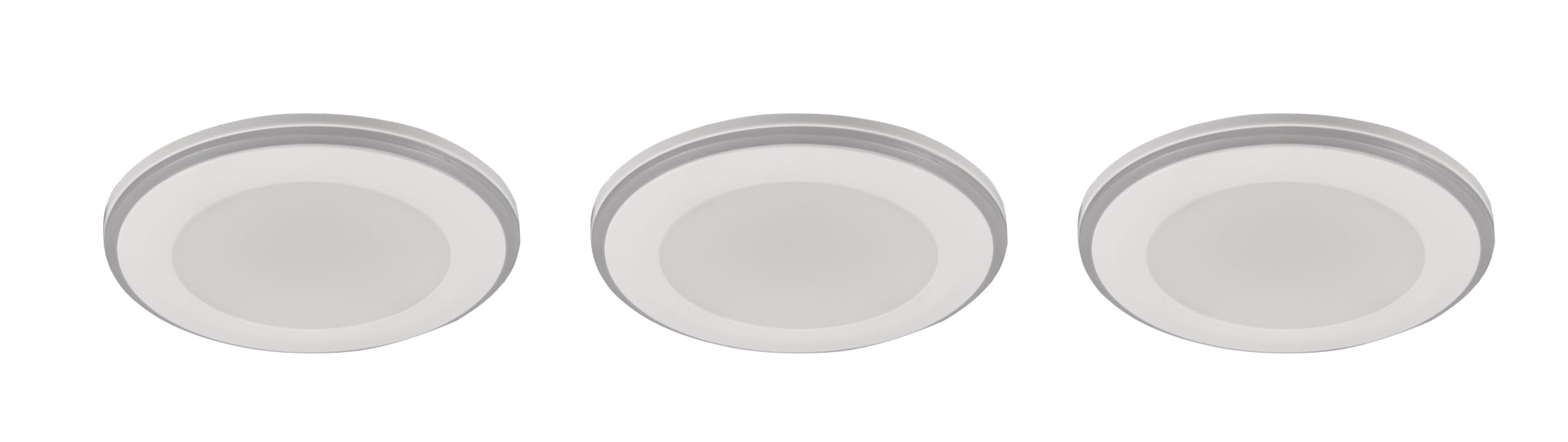 Trio LED Recessed Light Argus Set of 3 653610331, Matte White Plastic, with 4 Watt RBG LED with Colour Change, Remote Control, Dimmable
