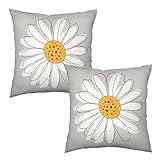 Photo Gallery cryfox set di 2 federe per cuscini con margherite stagionali, gialle, grigie, bianche, estive, floreali, decorative, per casa, divano, camera da letto, 45,7 x 45,7 cm Photo Gallery cryfox set di 2 federe per cuscini con margherite stagionali, gialle, grigie, bianche, estive, floreali, decorative, per casa, divano, camera da letto, 45,7 x 45,7 cm