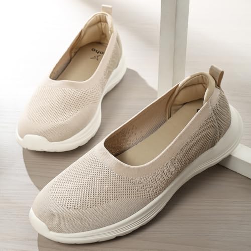 Image of YOHO Knitted Slip-Ons for Women | Lightweight, Stylish & Casual Without Lace Sneakers for Woman | Extra Soft Insole & Shock Absorbing, Walking Loafer Shoes for Ladies SOS-113