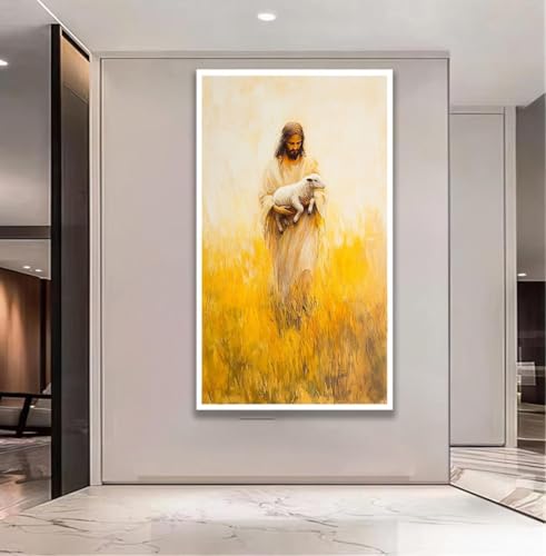 Tableau Jésus bergère déco haut de gamme sur toile tendue