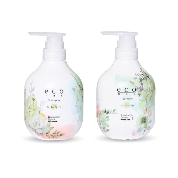 【おまけ付】エコエイチビーエス シャンプー 500mL & トリートメント 500g 本体ポンプセット (フルーティーフローラル)