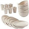 Amazon.com | 18pcs Wheat Straw Dinnerware Sets HXYPN Unbreakable ...