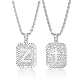 ASUWISH Collares con inicial de oro para hombres y mujeres, chapado en oro de 18 quilates, colgante de cruz de la A a la Z con cadena de cuerda ajustable, collar de letras para mujeres y hombres