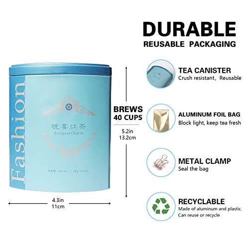 Riantea Chinese Black Tea Loose Leaf, 3.1 Ounce Flavored Tea With Pure Leaf, Apple And Hibiscus, Whole Tea Leaves No Crumb, Gluten Free And Caffeinated, Aluminum Tea Canister, 3.1 Oz (88G) #TOP2