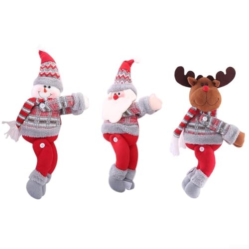 3 alzapaños de cortina de felpa de Navidad con figuras de Papá Noel, decoración de ventana de tela suave para ambiente festivo del hogar