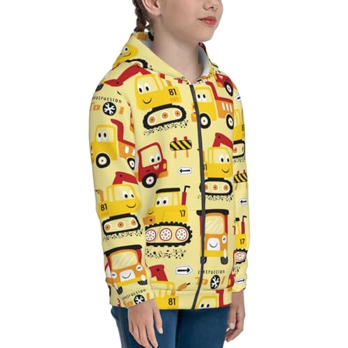 Funny Construction Vehicles Kids Pullover Hoodies Boys Zip Up Sweatshirts Girls Athletic Clothes with Pocket4
