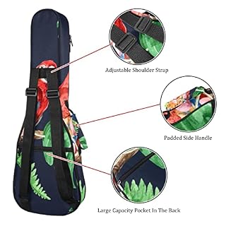 Housse pour ukulélé perroquet sur feuilles tropicales et fleurs – Rembourrage en éponge de 10 mm d’épaisseur – 53,3 cm… - Les Beatles, Paul McCartney, John Lennon, RIngo Starr, George Harrison Housse pour ukulélé perroquet sur feuilles tropicales et fleurs - Rembourrage en éponge de 10 mm d'épaisseur - 53,3 cm… – Image 3