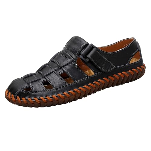 Sandalias de cuero para hombre de confección artesanal cosida a mano con correa