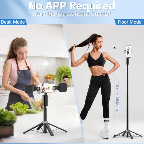 WIVTAK Auto Face Tracking Tripod for iPhone, Android & Camera, 60" Extendable Selfie Stick Tripod with Light and Remote, No App, 360° Rotation Phone Holder for TikTok, YouTube, Vlog, Live Streaming by WIVTAK - Image 8
