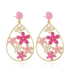 E:hot pink raffia earrings