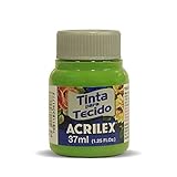 pintura de tela acrilex 37 ml Pintura Acrilex Textil, especial para crear tus diseños en tela, son colores mezclables entre si, con base de agua. Aconsejable usar en tejidos naturales , que no sean sintéticos, como la licra., Aplicar, con pincel, esponja . Intentando no dejar demasiada cantidad., Aconsejable enjuagar la prenda antes simplemente con agua para eliminar el apresto y detergentes, dejar secar 72h y fijar con plancha.