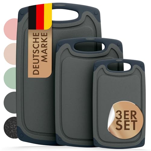 Blumtal Schneidebrett Set mit 3 Größen (S/M/L) - Schneidebrett Kunststoff groß + Saftrillen &...