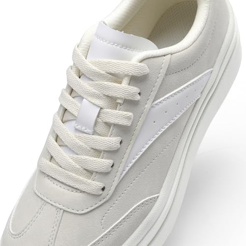 DREAM PAIRS Women's Platform Sneakers Walking Val Tennis Lace-Up Comfortable Casual Fashion Sneakers Shoes.,Size 8.5,Beige,SDFN2455W