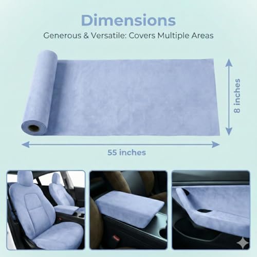 Image of Suede Fabric Wrap - Self Adhesive Film Sticker 8 x 55 Inches Silky Decal Sheet for Car Interior Furniture Upholstery DIY Elastic Stretch Peel and Stick Sky Blue