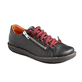  CHACAL – Zapato Casual para Mujer de Piel en Color Granate o Negro con cordón elástico y Cremallera para un Calzado fácil – Tallas EU 36 a EU 41