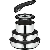 サーモス デュラブルシリーズ 取っ手のとれるフライパン5点セット IH･ガス火対応 ステンレス フライパン･鍋は食洗機対応 ミラー仕上げデザイン PFOA PFOS不使用 KSF-5A S