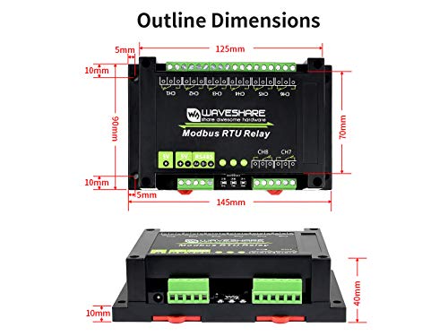 Waveshare Industrial Modbus RTU 8-ch Relay Module with RS485 Interface Multi Isolation Protection Ci