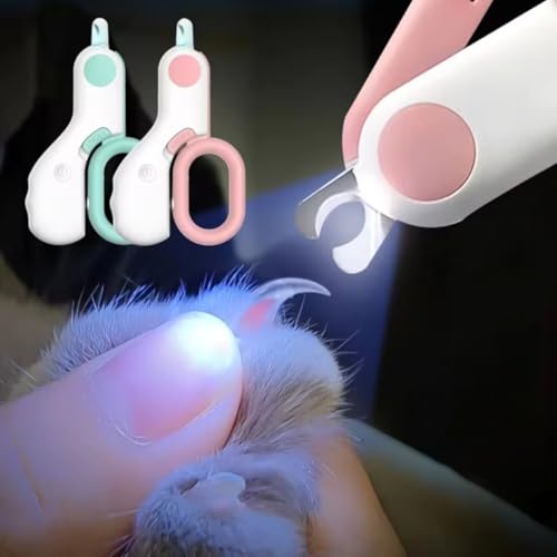 Cortador de Unhas para Pet com LED, Alicate Iluminado, 2 Peças, Rosa e Verde (Verde)