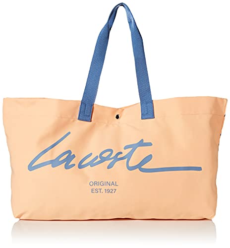 Lacoste Women's Script Croc Canvas Tote Bag, Archipelago/THALASSA-Chartreuse-Bengali-Cardinal RED-Redcurrant