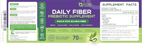 Nature Target NT-SSXWF-350G Daily Fiber Supplement - Soluble Prebiotic Fiber Powder For Gut Health, Whole Food High Fiber thumb #8