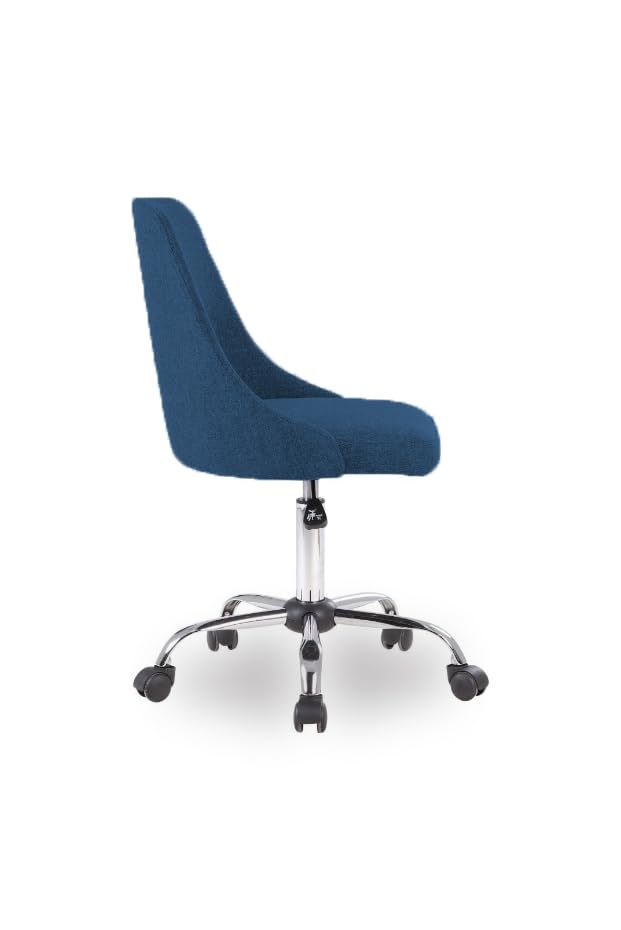 Image of Taskpro Fabric Upholstered Height-Adjustable 360 Swivel Revolving Office Study Desk Chair in Dark Blue Color