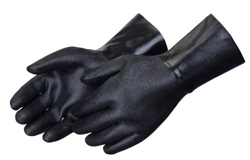 Liberty Glove & Safety 9532 Neoprene Coated Men's Glove with 12" Gauntlet, Chemical Resistant, Black (Pack of 12)