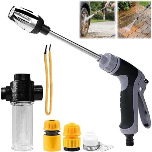 Pressure Washer, Handheld Power Washer with 360° Rotating Nozzle, 3 Spray Modes, Stainless Steel Universal Hose Fit, Tool-Free Installation-Driveway & Outdoor Cleaning