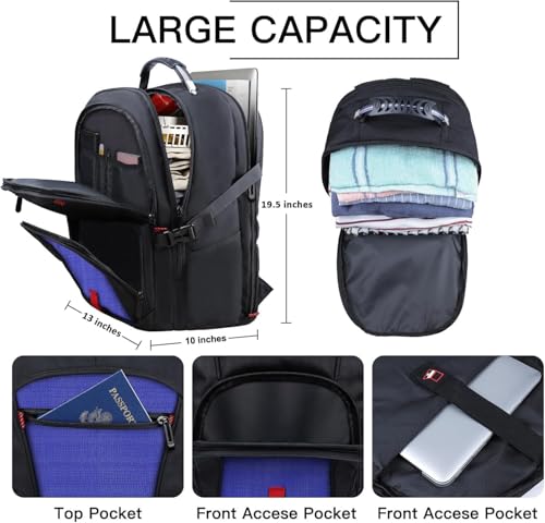 Image of ANTERK Travel Laptop Backpack, 18.4 Inch Laptop Backpacks for Men Women, 55L Anti Theft Water Resistant College Bussiness TSA Airline Approved Work Computer Backpack, Dark Blue