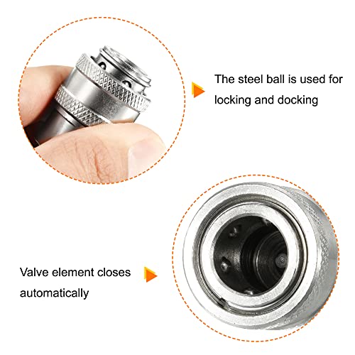 Image of PATIKIL Hydraulic Quick Connect Coupler Set, 1 Set Carbon Steel G1 /8 Female Pipe Fitting Plug Adapter for Construction Agriculture, Silver