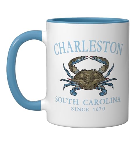 Taza de cerámica azul y blanca 11 onzas miniatura 1
