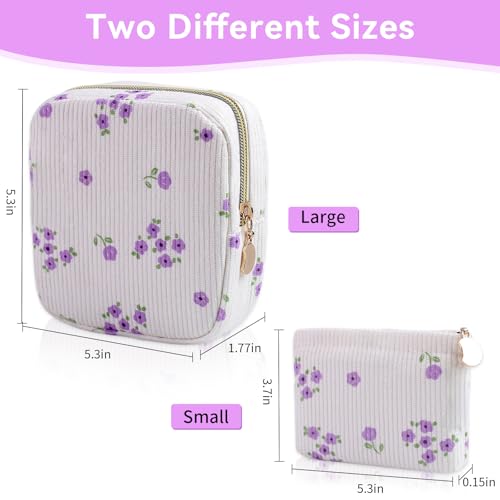 Image of 2-Pack Period Bag for Women Girls, Portable Corduroy Sanitary Napkin Storage Bag Period Pouch Small Discreet Menstrual Pouch, Sanitary Pads Bag Period Kits Tampons Holder for First Period