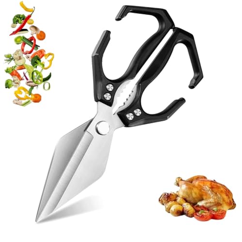 Multifunctional Heavy-Duty Kitchen Shears, High-Carbon Steel Sharp Kitchen Shears, 2 in 1 Ergonomic Chicken Bone Scissors for Chicken, Meat, Seafood Cutting
