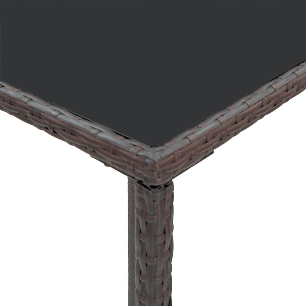 5 Piece Patio Bar Set, Outdoor Wicker Counter Height Table and Bar Stools, Bar Height Table Bistro Set with 4 Bar Chairs and Cushions, for Backyard, Poolside, Balcony, Brown