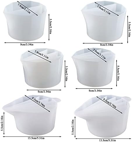 6 Pcs Silicone Split Cups, FineGood Resin Mixing Cups with 2-7Channels Reusable Split Cups for Paint Pouring,Fluid Art Dividers for Resin Acrylic Paint Pouring
