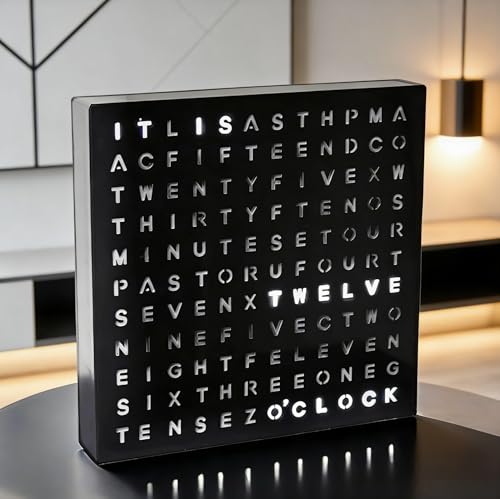 LED Word Clock, DIY Alphabet Design, Multi-Mode Adjustment with 5-Minute