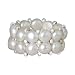 Beautiful Silver Plated Beads White Cultured Freshwater Pearl Stretch Ring