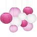 Sonnis Paper Lanterns 12"10" 8"Round lanterns Chinese/Japanese Paper Hanging Decorations Ball Lanterns Lamps for Birthday Wedding Baby Showers Party Decorations (9pack,Rose Red, Pink, White)