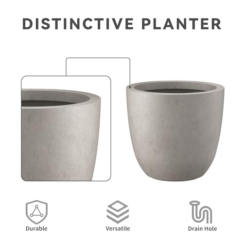 Image of Kante Set of 3 Weathered Concrete Bowl Round Planters for Modern Home
