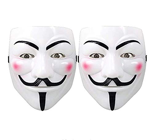 Hacker Mask for Costume Kids - 2 Pack White Anonymous Face Masks