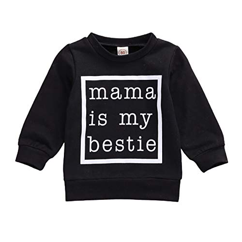 1-6T Kids Toddler Boy Girl Hoodies Pullover Dad Letter Print Sweatshirt Hooded Jersey Casual Clothes Outdoor Outfit (Black Mama Bestie, 6-12 Months) #TOP14