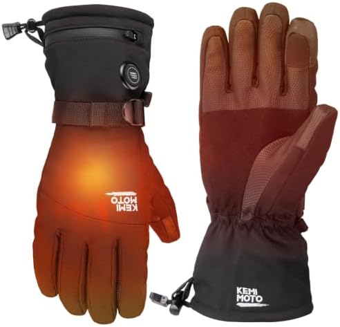 KEMIMOTO Heated Gloves, 3 Heat Levels, Winter Motorcycle Ski Glov...