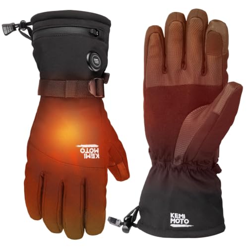 KEMIMOTO Heated Gloves, 3 Heat Levels, Winter Motorcycle Ski Gloves
