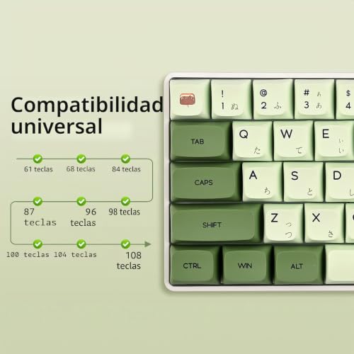 Keycaps de estilo japonés Matcha PBT para teclados mecánicos compactos 3