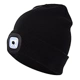 MMOBIEL Mütze mit Licht - Stirnlampe zum Joggen - LED Mütze mit Lampe für Männer und Frauen - USB wiederaufladbare LED Stirnlampe Cap - Schwarz
